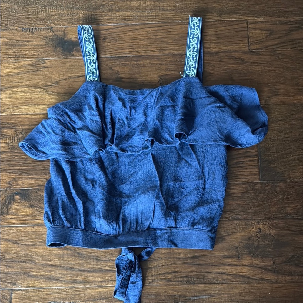 Blue Ruffle Top